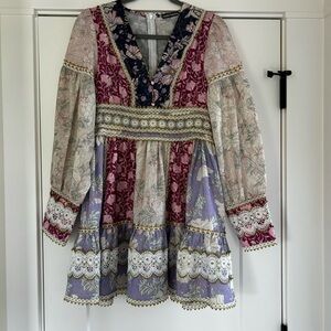 Made in Greece - Floral Patchwork Long Sleeve Dress